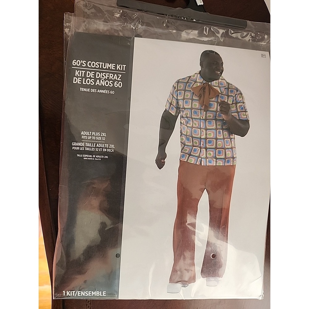 1960's Costume Kit Adult Men's Plus 2XL Up to Size 52 Shirt Tie Pants Retro NEW